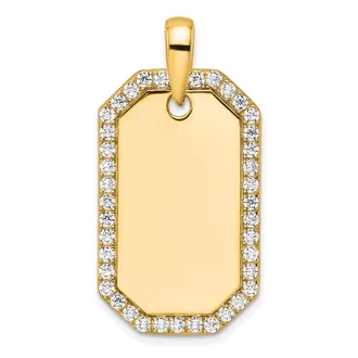 Diamond2Deal 14k Gold Lab Grown Diamond Dog Tag Pendant (1ct, VS, D-E)
