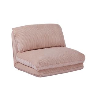 Sweeek Sill&oacute;n cama convertible de pana gruesa, rosa p&aacute;lido