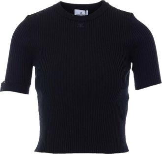 Courr&egrave;ges Black Buckle Knitted Top