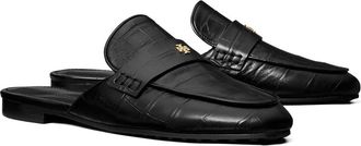 Tory Burch Croc Embossed Mule in Perfect Black at Nordstrom, Size 10.5