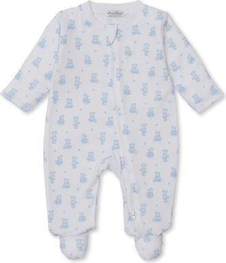 Kissy Kissy Print Pima Cotton Footie in Light Blue at Nordstrom, Size Newborn