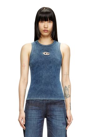 Diesel Rib-knit tank top with Oval D - Tops - Woman - Blue