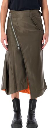 sacai Khaki Nylon Twill Skirt