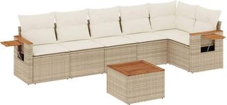 vidaXL Vidaxl - Set Sof&aacute;s De Jard&iacute;n 7 Piezas Y Cojines Rat&aacute;n Sint&eacute;tico Beige