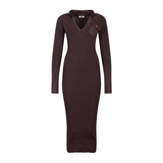 Elisabetta Franchi Dames, Jurken, Bruin, Maat: XS Zijde