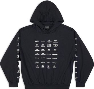 Balenciaga Archives Logos Hoodie Black 726241TNVQ81070