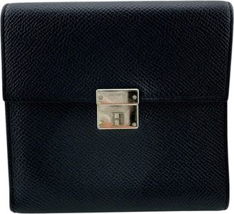 Herm&egrave;s Blue Indigo Epsom Leather Wallet (Tri-Fold) (Pre-Owned)