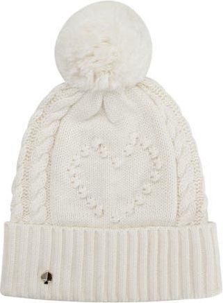 Kate Spade New York heart bobble beanie in French Cream at Nordstrom Rack