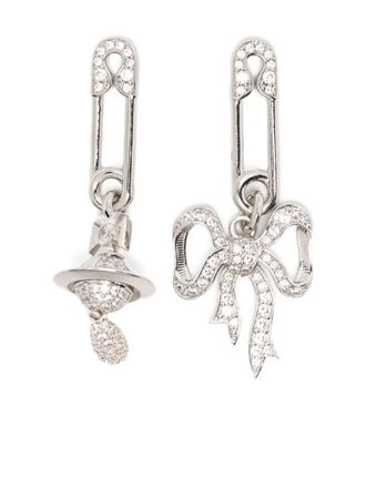 Vivienne Westwood pin bow earrings - women - Brass - One Size - Silver