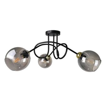 Netlighting Ring Multi Arm Semi Flush Ceiling Light Black Gold 70cm 3x E27