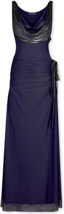 Paco Rabanne Kleedjes, Dames, Blauw, S, Midnight Blue Mesh Jersey Jurk