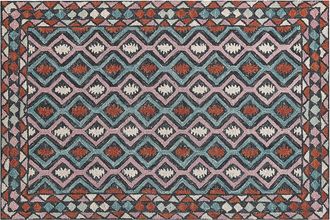 Beliani Alfombra De Lana Multicolor 140 X 200 Cm Patr&oacute;n Oriental Hecho A Mano Haymana