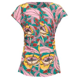 Marni floral print red side cap sleeve top
