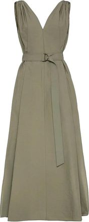 Brunello Cucinelli Belted Dress With Monili Shoulder