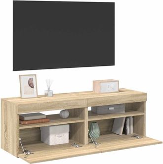 vidaXL Vidaxl - Muebles Para Tv Con Luces Led 2 Uds Roble Sonoma 60x35x40 Cm
