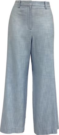 Maje High-rise Wide-Leg trousers in Light Blue Linen