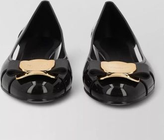 Ferragamo ballerina shoes bow detail cut out sides