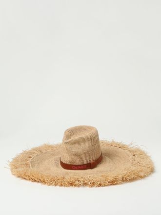 ハット DSQUARED2 Woman Hat Beige HAM009228908368 5089 Dsquared2 D-squared2 Womans Straw Hat With Logo In Beige