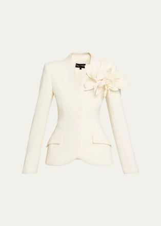 Sergio Hudson Collarless Slim Tailored Wool-Blend Jacket