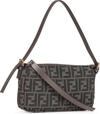 Fendi Womens Shoulder Bag Small Brown Zucca Jacquard Polyester