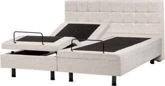 Beliani Modern eu King Size 5ft3 Electric Bed Adjustable Remote Control Light Beige Duke