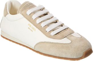 Prada Logo Leather & Suede Sneaker