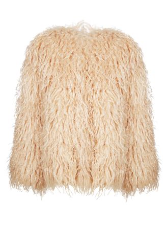Forte_Forte Short Kimono-Inspired Jacket In Eco-Friendly Mongolian Faux Fur