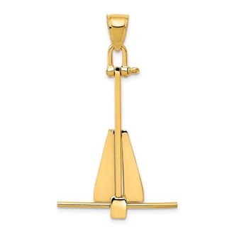 Diamond2Deal 10k Yellow Gold 3D Moveable Anchor Pendant