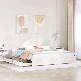 vidaXL Cama Sin Colch&oacute;n Madera Maciza De Pino Blanca 180x200 Cm Vidaxl