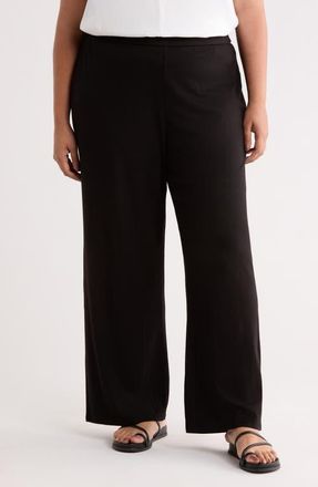 Eileen Fisher Rib Wide Leg Pants in Black at Nordstrom, Size 2X