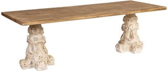 Wanderlust Deco Mesa De Centro De Madera Y Magnesio Marr&oacute;n Y Blanco 240x95x78h Cm