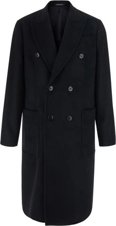 Emporio Armani Dubbelrijige Cashmere Wol Jas - Heren - Mantel - Zwart - M - Wol - Jassen