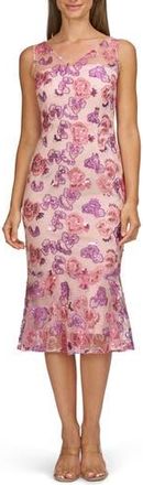 JS Collections Greer Sequin Embroidered Cocktail Dress in Pink Multi at Nordstrom Rack, Size 12