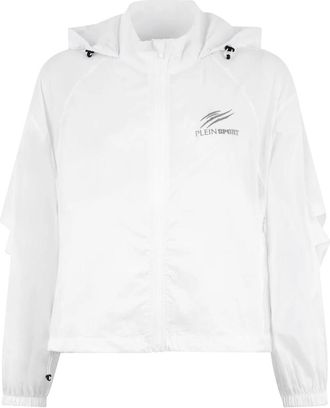 Plein Sport Windbreaker Jacket Scratch - Dames - Windbreakers - Wit - L - Nylon - Fitness