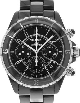 Chanel Pre-owned Chanel J12 Sport Chronograph Black Lacquered Dial Unisex Watch H0940
