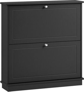 SoBuy Scarpiera Slim con 2 ante e 2 ripiani Salvaspazio Nero 76x18x79cm FSR99-SCH - Sobuy