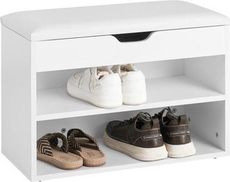 SoBuy White 2 Tiers Shoe Storage Bench with Padded Seat,FSR25-W - Sobuy