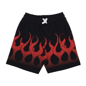 Vision Of Super Casual Shorts, male, Black, L, Flames Print Shorts Black/Red