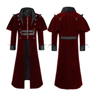 Generic Steampunk Jacket Mens Classic Gothic Coat Mens Long Black Medieval Jacket with Zip Retro Victorian Yard Frock Coat Pirate Vampire Cosplay Halloween Co