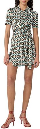 Diane Von F&uuml;rstenberg Didi Geo Print Wrap Shirtdress in Fan Club Woodstock at Nordstrom, Size Xx-Small