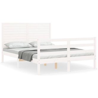 Berkfield Home Bed Frame with Headboard White Small Double Solid Wood