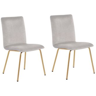 Beliani Beliani - Conjunto De 2 Sillas De Comedor De Terciopelo Gris Sin Reposabrazos Patas De Metal Dorado Retro Glamour Rubio