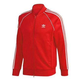 adidas Mens adidas originals Logo Casual Breathable Sports Side Stripe Jacket Red GF0196