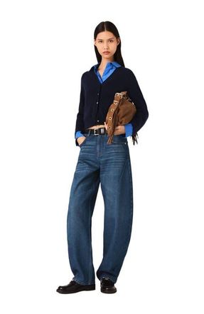 Maje Balloon jeans with martingale in Blue at Nordstrom, Size 34 Eu