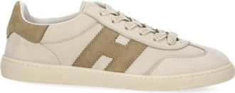 Hogan Ivory Leather Sneakers With Elongated Tongue And Minimalist Design