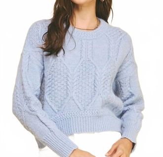 Pinch Design Textured Crop Knit Sweater In Baby Blue