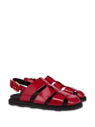 Moschino caged sandals - women - Calf Leather/Rubber/CALFSKIN/Sheepskin - 38 - Red
