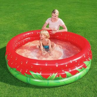 Trade Shop Trade Shop - Piscina Hinchable Redonda Fresa Para Jardin Infantil Con 3 Anillos 168 X 38 Cm 51145