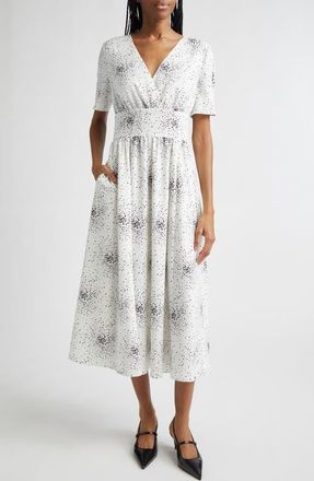 Emporio Armani Dotted V-Neck Midi Dress in Polka Dot at Nordstrom, Size 12 Us