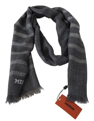 Missoni Striped Wool Scarf - Gray